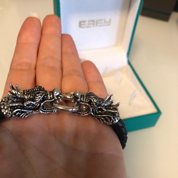 EFFY STERLING SILVER & LEATHER DRAGON BRACELET - Picture 3 of 4